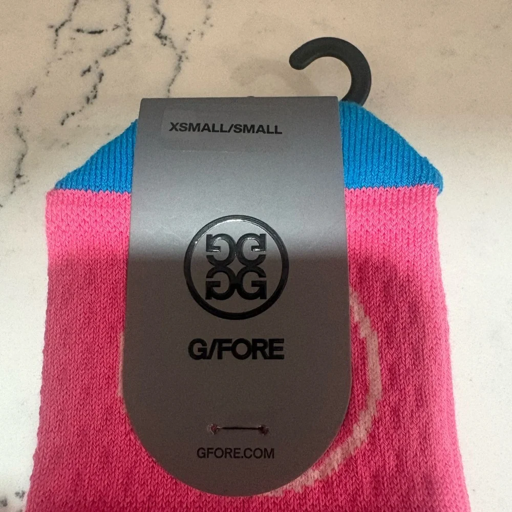 G/Fore Ladies Size XS/Small Knockout Pink Pray For Birdies Crew Socks New Golf